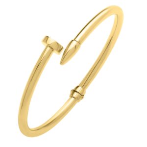 Bypass Nail Head Cuff Bangle in 14K Yellow Gold