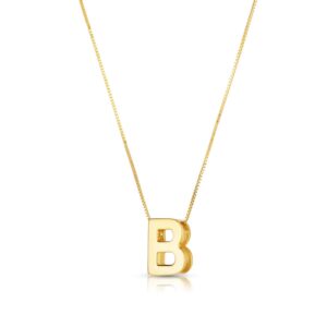14K Yellow Gold Yours Truly Block Letter Initial B Necklace