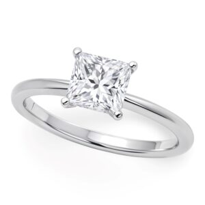 1 Carat Princess Lab Grown IGI G/VS1 Diamond Solitaire Ring in 14K White Gold