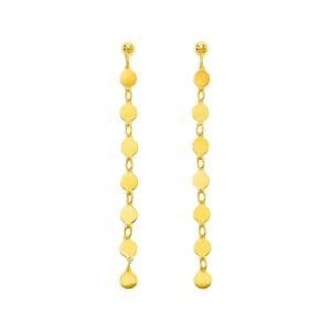 14k Yellow Gold Post Dangle Earrings with Polished Circles
