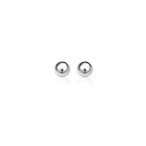 14k White Gold Classic Round Stud Earrings (6mm)