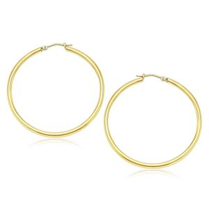 14k Yellow Gold Polished Hoop Earrings (2x40mm)