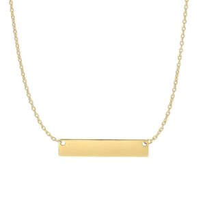 14k Yellow Gold Smooth Flat Horizontal Bar Style Necklace