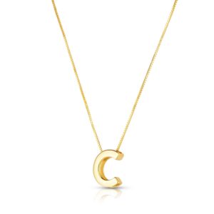 14K Yellow Gold Yours Truly Block Letter Initial C Necklace