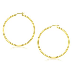 14k Yellow Gold Polished Hoop Earrings (2x45mm)