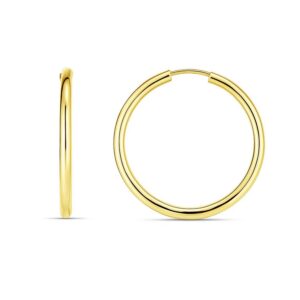 14k Yellow Gold Endless Round Hoop Earrings(2x21mm)