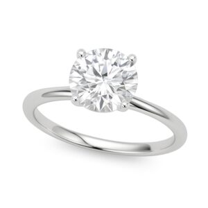 1 Carat Round Lab Grown IGI G/VS1 Diamond Solitaire Ring in 14K White Gold