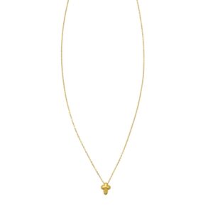 14K Yellow Gold Puffed Mini Cross Pendant Necklace