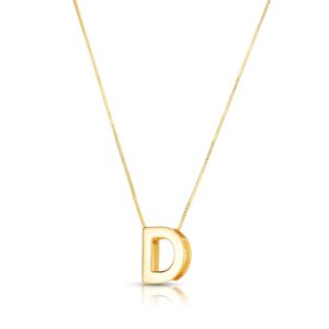 14K Yellow Gold Yours Truly Block Letter Initial D Necklace