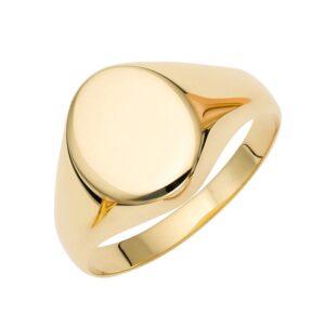 14K Yellow Gold Oval Satin Signet Ring