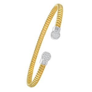 14K Yellow Gold Round End Tubogas Cuff Bangle (3.90 mm)