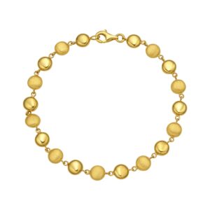 14K Yellow Gold Polished and Satin Pebble Bracelet (6.00 mm)