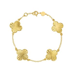 14K Yellow Gold Clover Bracelet
