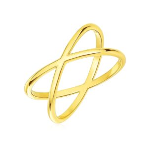 14k Yellow Gold Polished X Profile Ring