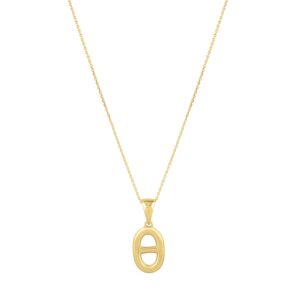 Polished Puff Mariner Link Necklace in 14K Yellow Gold