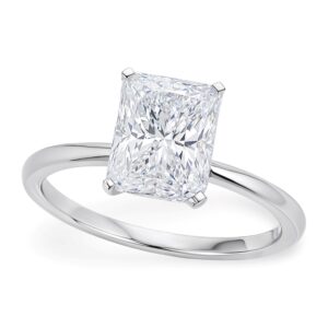 3 Carat Radiant Lab Grown IGI G/VS1 Diamond Solitaire Ring in 14K White Gold