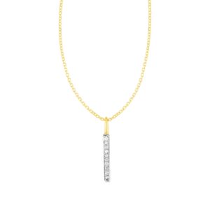 14k Yellow Gold Bar Pendant with Diamonds