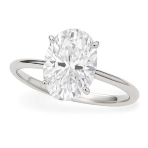 3 Carat Oval Lab Grown IGI G/VS1 Diamond Solitaire Ring in 14K White Gold