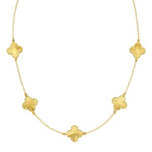 14K Yellow Gold Clover Necklace