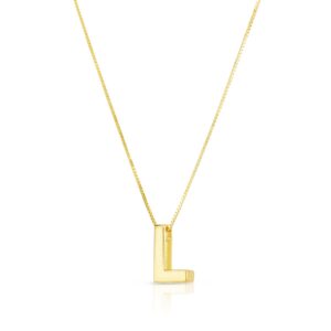 14K Yellow Gold Yours Truly Block Letter Initial L Necklace