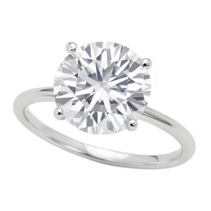 5 Carat Round Lab Grown IGI G/VS1 Diamond Solitaire Ring in 14K White Gold