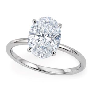 2 Carat Oval Lab Grown IGI G/VS1 Diamond Solitaire Ring in 14K White Gold