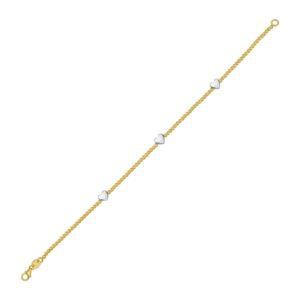 14K Yellow and White Gold Heart Bead Bracelet