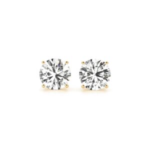 4 cttw Certified IGI Lab Grown Round Diamond Earrings 14k Yellow Gold (G/VS2)