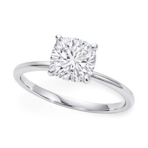 2 Carat Cushion Lab Grown IGI G/VS1 Diamond Solitaire Ring in 14K White Gold