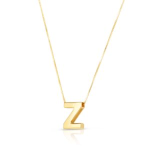 14K Yellow Gold Yours Truly Block Letter Initial Z Necklace