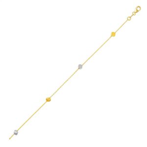 14k Two Tone Gold Bracelet with Polished Cubes