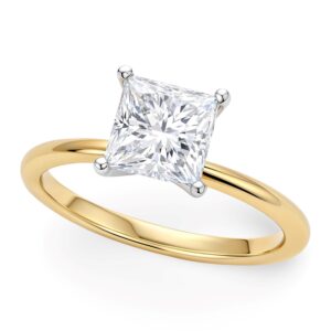 1 Carat Princess Lab Grown IGI G/VS1 Diamond Solitaire Ring in 14K Yellow Gold